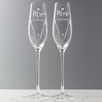 Personalised Mr And Mrs Swarovski Champagne Flutes, 7 of 8