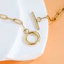 Gold Link Chain Water Resistant T Bar Layering Necklace, thumbnail 7 of 12