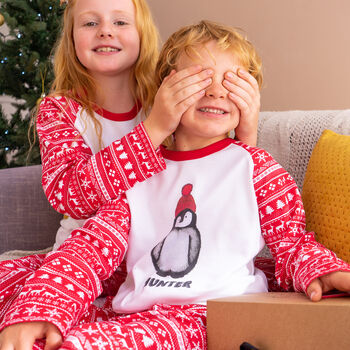 Personalised Penguin Family Christmas Pyjamas, 8 of 10