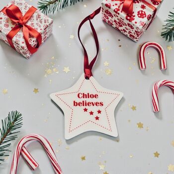Personalised 'I Believe' Tree Decoration, 2 of 2