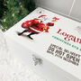 Personalised White Wooden Cartoon Santa Christmas Eve Box Three Sizes 22cm | 27cm | 30cm, thumbnail 3 of 8
