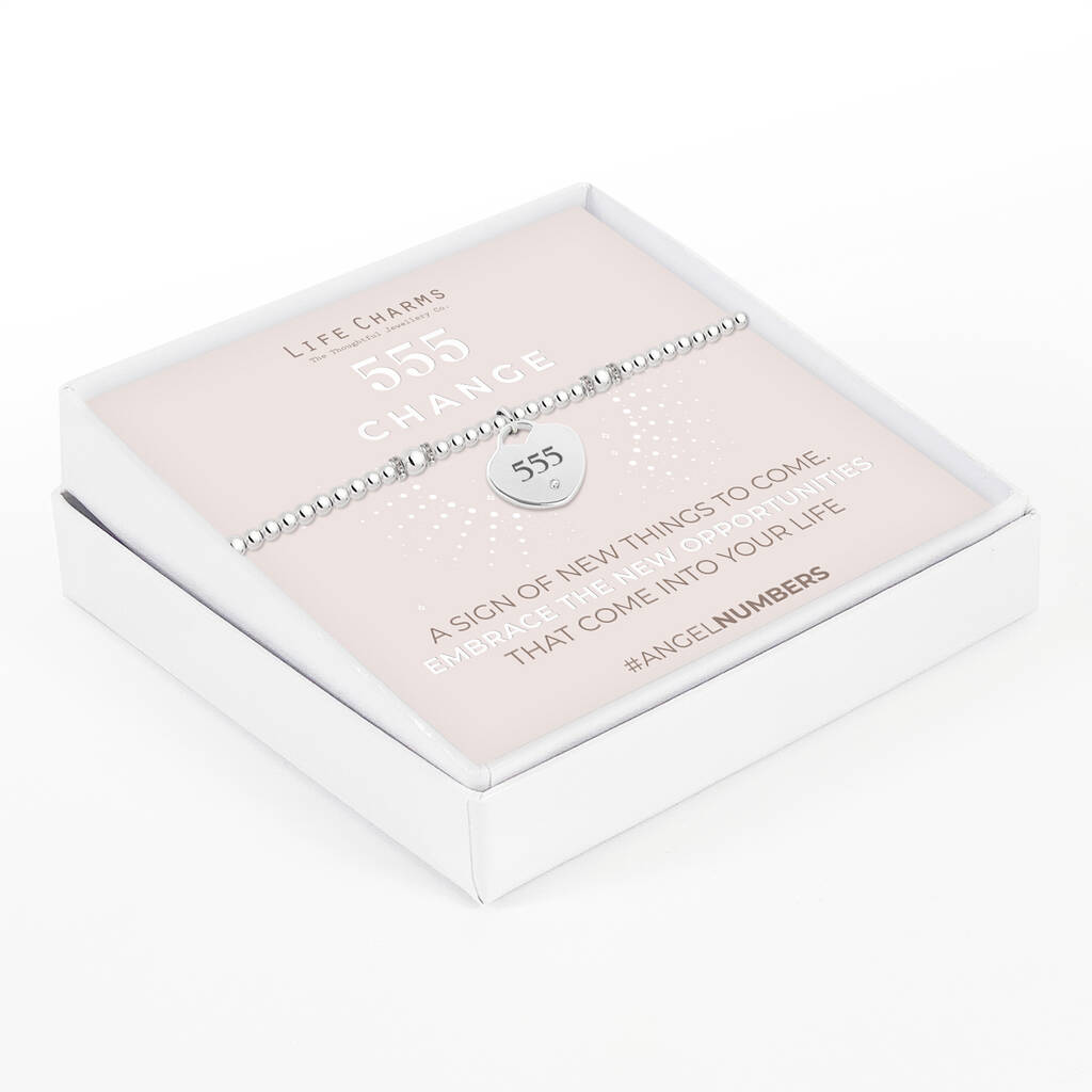 Angel Numbers 555 Silver Plated Beaded Bracelet, 1 of 3