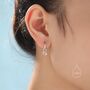 Sterling Silver Mismatched Moonstone Astronaut And Planet Charmed Hoop Earrings, thumbnail 6 of 11