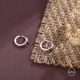 Oval Black Opal Huggie Hoop Earrings In Sterling Silver, thumbnail 4 of 10