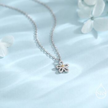 Sterling Silver Little Forget Me Not Flower Blossom Pendant Necklace And Stud Earrings, 5 of 12