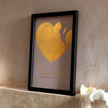 Metallic Foil Two Location Heart Map Print, 4 of 8