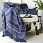 Personalised Royal Blue And White Tassel Blanket, thumbnail 1 of 3