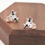 Sterling Silver Dairy Cow Stud Earrings, thumbnail 3 of 11