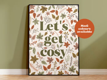 Let's Get Cosy Autumn Fall Print, 2 of 3