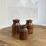 Set Of Three Mini Vintage Brown Stoneware Ink Bottles, thumbnail 4 of 6