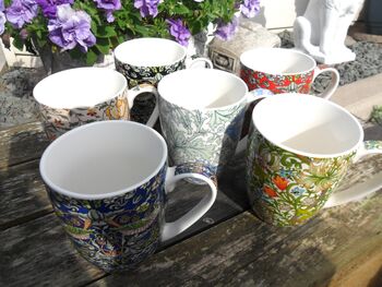 Set Of Six Mugs In Assorted William Morris Designs, 12 of 12