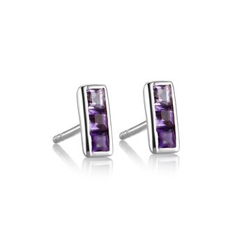 Sterling Silver Ombre Amethyst Stud Earrings, 2 of 3