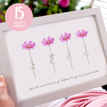 Personalised Watercolour Flower 'Sister’ A4 Print, 3 of 3
