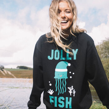 Jolly Fish Women's Christmas Jumper, 2 of 4
