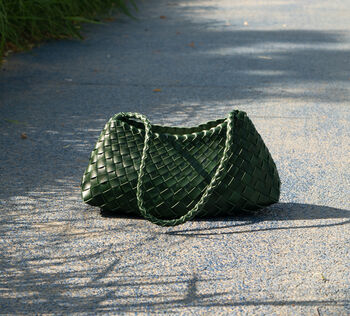 Hand Woven Vegan Leather Shoulder Bag, 8 of 12