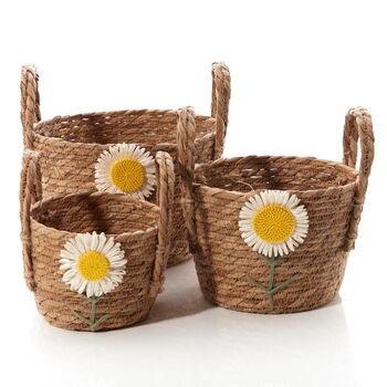 Set Of Three Daisy Storage Baskets, 2 of 3