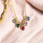 Family Birthstone Necklace With Heart Crystals, thumbnail 2 of 9