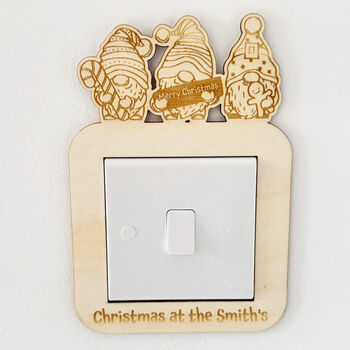 Personalised Wooden Gonk Light Switch Surround Childrens Bedroom, 2 of 5
