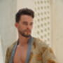 Gold Unisex Batik Silk Blend Kimono Robe Jacket, thumbnail 7 of 11