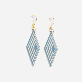 Blue And Cream Diamond Shaped Earrings, 4 of 6