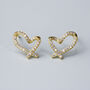 Sterling Silver Sparkly Heart Stud Earrings, thumbnail 4 of 7
