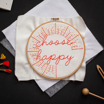 Choose Happy Embroidery Hoop Kit, 3 of 5