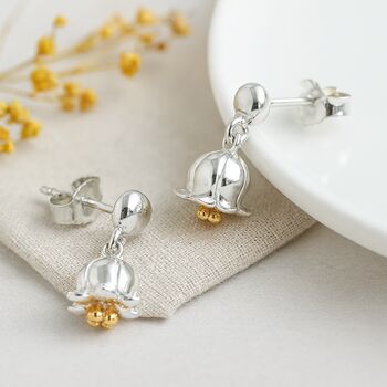 Sterling Silver Lily Of The Valley Stud Earrings: May Birth Flower – 13mm X 7mm, 2 of 6