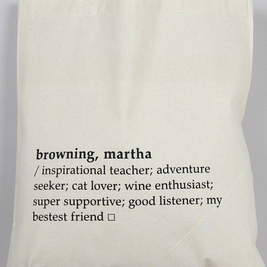 Personalised Dictionary Definition Tote Bag By XOXO