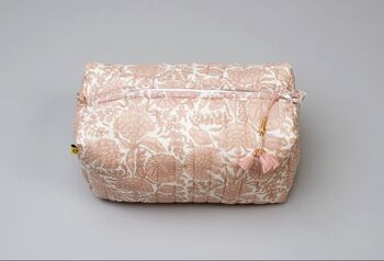 Pink Floral Amritsar Pattern Hand Block Print Wash Bag, 4 of 9