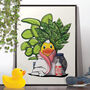 Rubber Duck In Bath Towel, Funny Toilet Art, thumbnail 1 of 8