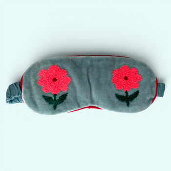 Embroidered Velvet And Cotton Eye Mask | Sunflower, 3 of 7