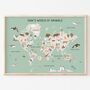 Personalised Animal World Map Print, thumbnail 3 of 6