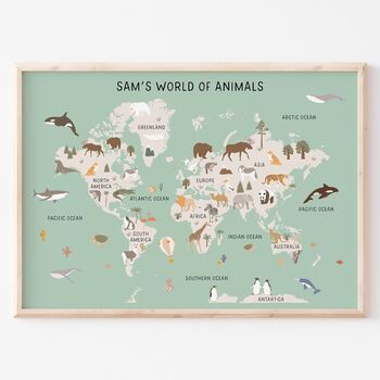 Personalised Animal World Map Print, 3 of 6