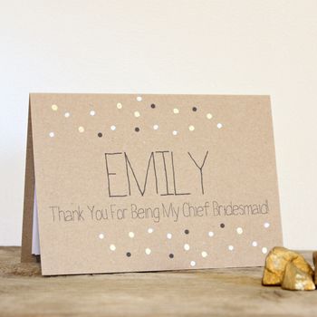 Personalised Chief Bridesmaid Thank You Card, Gold Dots, 2 of 4