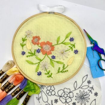 Yellow Floral Wreath Embroidery Kit, 4 of 9