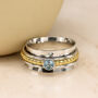 Personalised Sterling Silver Blue Topaz Spinner Ring, thumbnail 2 of 12