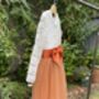 Long Sleeve Lace Burnt Orange Tulle Dress, thumbnail 5 of 7