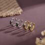 Oval Black Opal Huggie Hoop Earrings In Sterling Silver, thumbnail 2 of 10
