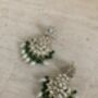 Emerald Green Gold Plated Kundan Earrings And Tikka Set, thumbnail 5 of 8