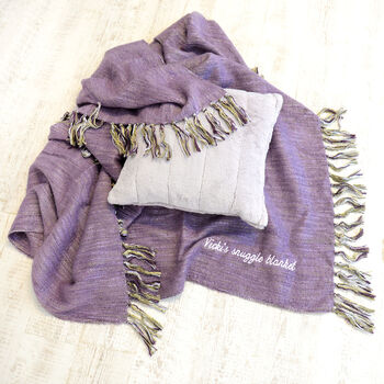 Personalised Purple Tassel Super Soft Woven Blanket, 3 of 5