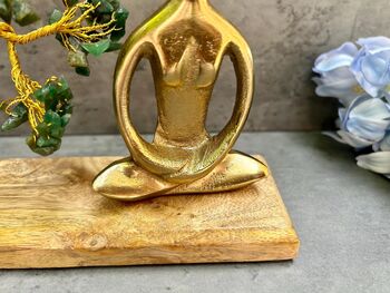 Zen Yoga Pose Sculpture With Tree Of Life Statue Gift Padmasana Lotus Pose, 8 of 8