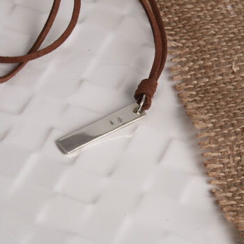 Chunky Sterling Silver Bar Pendant, 3 of 4