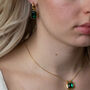 Green Necklace And Earring Set With Free Name Pouch, Emerald Green Gift Set Set, thumbnail 2 of 7