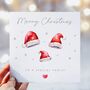 Personalised Santa Hats Couple Christmas Card *Up To Six Santa Hats, thumbnail 3 of 6