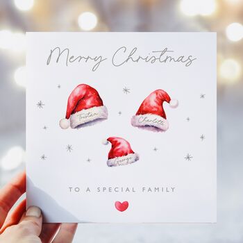 Personalised Santa Hats Couple Christmas Card *Up To Six Santa Hats, 3 of 6