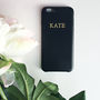 Black Faux Leather Personalised Embossed Phone Case, thumbnail 9 of 11
