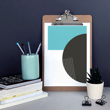 Turquoise Minimal Geometric Abstract Wall Art, 3 of 7