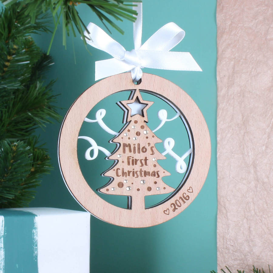 personalised 1st christmas tree hanging decoration by no personalised 1st christmas tree hanging decoration by no