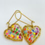Disco Heart Earrings With Gold Sparkles, thumbnail 4 of 11