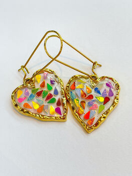 Disco Heart Earrings With Gold Sparkles, 4 of 11